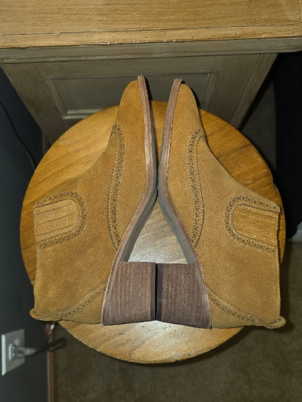 Madewell Tan Suede Western Brogue Ankle Boot Women's 8.5 Chelsea Wingtip
